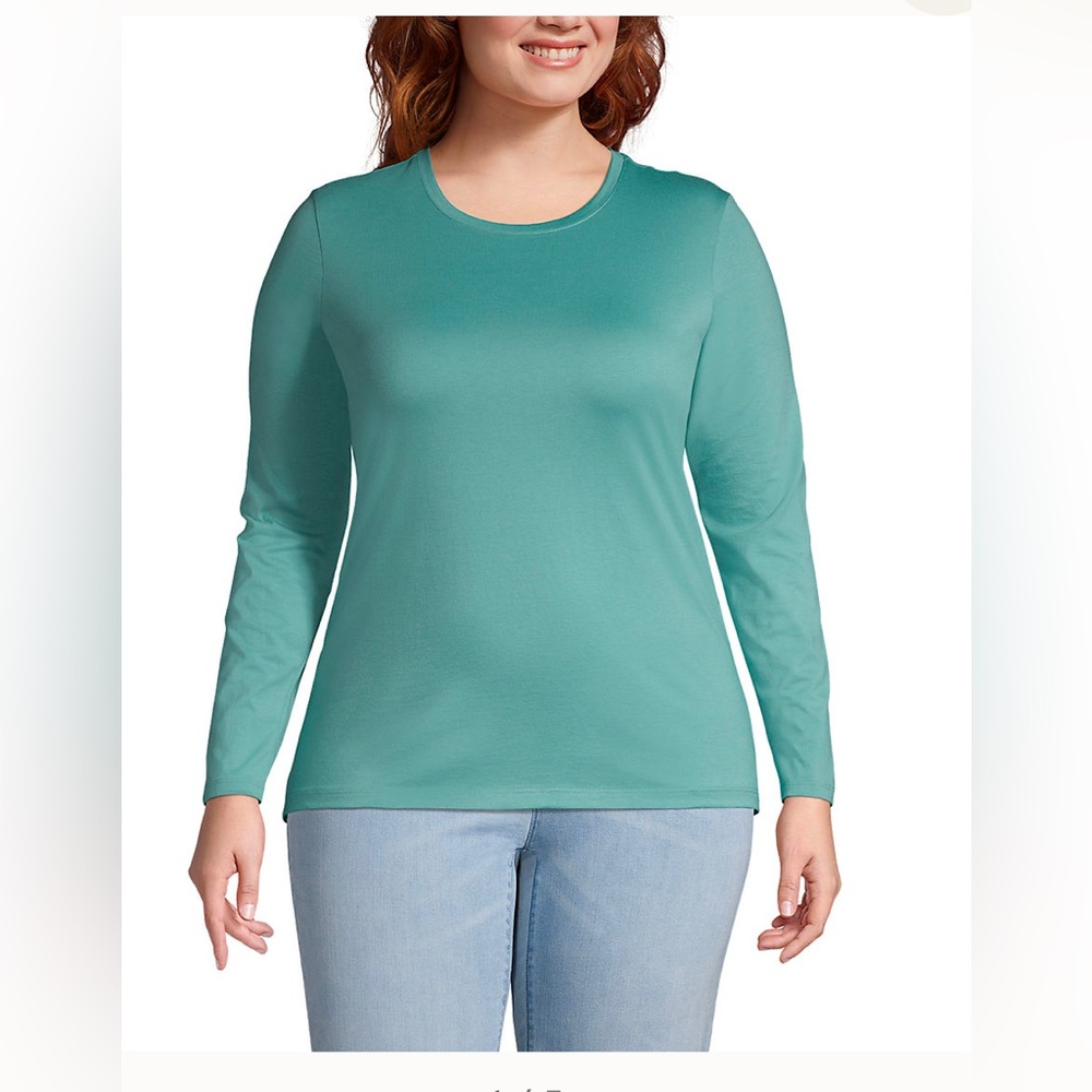 Land’s End Women’s Long Sleeve Supima Tee in Teal| Size: L 14/16